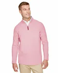 Devon & Jones CrownLux Performance Herren Clubhouse Micro-Streifen Quarter-Zip ROT