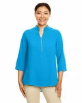 Devon & Jones Ladies' Perfect Fit 3/4-Ärmel Tunika aus Krepp Ozeanblau