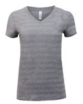 Threadfast Apparel - T-shirt à col en V à rayures invisibles pour dames Hth Gry Inv Strp