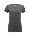 Threadfast Apparel - T-shirt Vintage Dye à Manches Courtes et col en V pour Dames CHARBON DE BOIS VINTAGE