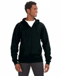J America Felpa con cappuccio in pile full-zip Premium per adulti NERO