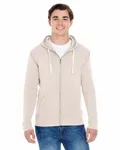 J America Triblend Fleece-Kapuzensweatshirt für Erwachsene mit durchgehendem Reißverschluss Haferflocken Triblend