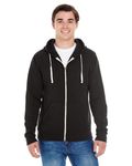 J America Triblend Fleece-Kapuzensweatshirt für Erwachsene mit durchgehendem Reißverschluss Solide Blk Trblnd