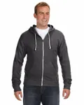 J America Triblend Fleece-Kapuzensweatshirt für Erwachsene mit durchgehendem Reißverschluss Schwarzes Triblend