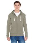 J America Triblend Fleece-Kapuzensweatshirt für Erwachsene mit durchgehendem Reißverschluss Olive Triblend