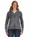 J America Felpa da donna Zen Full-Zip in pile con cappuccio Fumo scuro
