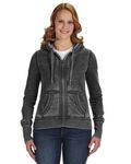 J America Felpa da donna Zen Full-Zip in pile con cappuccio Nero ritorto