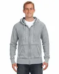 J America Adult Vintage Zen Full-Zip Fleece Hooded Sweatshirt Cement
