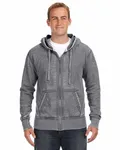 J America Adult Vintage Zen Full-Zip Fleece Hooded Sweatshirt Dark Smoke