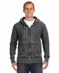 J America Adult Vintage Zen Full-Zip Fleece Hooded Sweatshirt Twisted Black