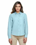 Harriton Ladies' Key West Long-Sleeve Performance Staff Shirt Cloud Blue