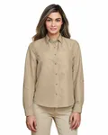 Harriton Ladies' Key West Long-Sleeve Performance Staff Shirt Khaki