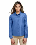 Harriton Ladies' Key West Long-Sleeve Performance Staff Shirt Pool Blue