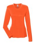 UltraClub Ladies' Cool & Dry Performance Long-Sleeve Top Bright Orange