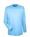 T-shirt à manches longues UltraClub pour adultes, coupe sportive, matière interlock, technologie Cool & Dry Bleu Columbia