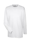 T-shirt à manches longues UltraClub pour adultes, coupe sportive, matière interlock, technologie Cool & Dry BLANC