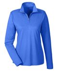 UltraClub Ladies' Cool & Dry Heathered Performance Quarter-Zip ROYAL HEATHER