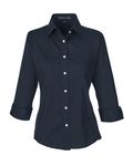 Devon & Jones Ladies' Perfect Fit - Chemisier en popeline extensible à manches 3/4 Marine