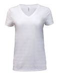 Threadfast Apparel - T-shirt à col en V à rayures invisibles pour dames Wht Invsbl Strp