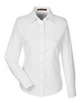 Harriton Ladies' Long-Sleeve Oxford with Stain-Release WHITE
