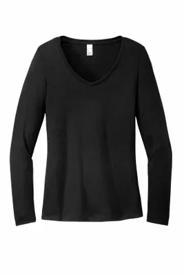District Women's Perfect Tri Long Sleeve V-Neck Tee DT135 - Stealth Promo Co