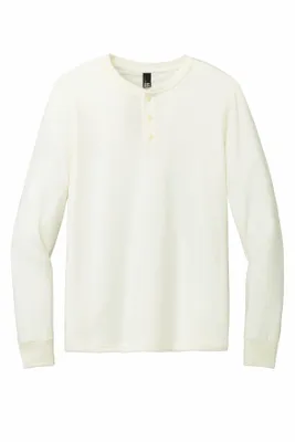 District Perfect Tri Long Sleeve Henley DT145 - Stealth Promo Co
