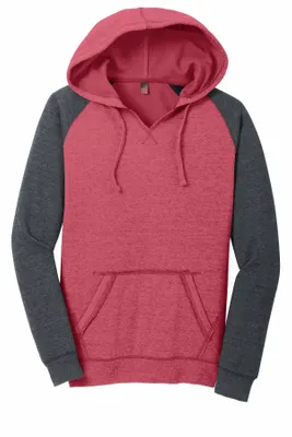 District Women's Lightweight Fleece Raglan Hoodie. DT296 - Stealth Promo Co