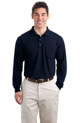 Port Authority Long Sleeve Silk Touch Polo with Pocket. K500LSP - Stealth Promo Co