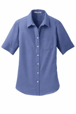 Port Authority Women's Short Sleeve SuperPro Oxford Shirt. L659 - Stealth Promo Co
