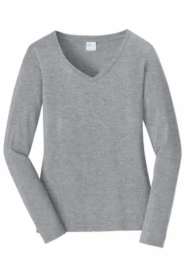 Port & Company Women's Long Sleeve Fan Favorite V-Neck Tee. LPC450VLS - Stealth Promo Co