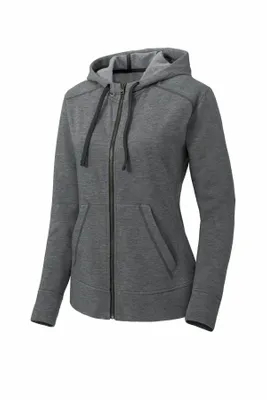 Sport-Tek Women's PosiCharge Tri-Blend Wicking Fleece Full-Zip Hooded Jacket LST293 - Stealth Promo Co