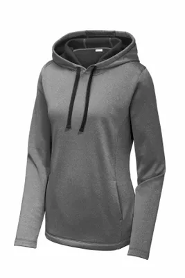 Sport-Tek Women's PosiCharge Sport-Wick Heather Fleece Hooded Pullover. LST264 - Stealth Promo Co