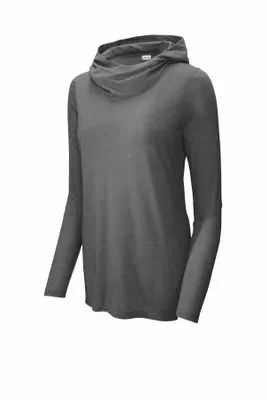 Sport-Tek Women's PosiCharge Tri-Blend Wicking Long Sleeve Hoodie LST406 - Stealth Promo Co