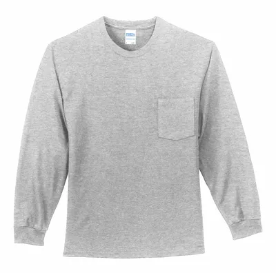 Port & Company Tall Long Sleeve Essential Pocket Tee. PC61LSPT - Stealth Promo Co