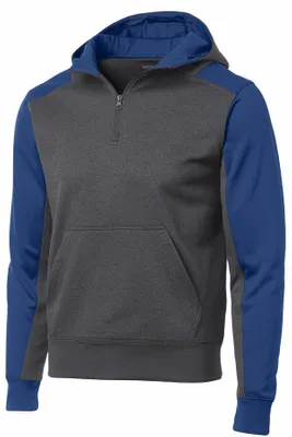 Sport-Tek Tech Fleece Colorblock 1/4-Zip Hooded Sweatshirt. ST249 - Stealth Promo Co