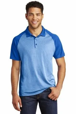 Sport-Tek PosiCharge RacerMesh Raglan Heather Block Polo. ST641 - Stealth Promo Co