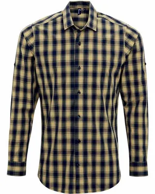 Men's Mulligan Check Long-Sleeve Cotton Shirt - Stealth Promo Co