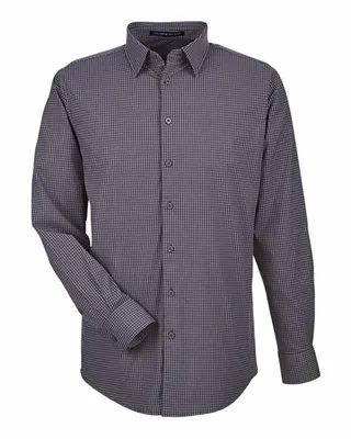 Devon & Jones CrownLux Performance Men's Tonal Mini Check Shirt - Stealth Promo Co