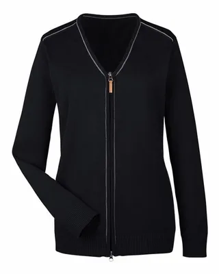 Devon & Jones Ladies' Manchester Fully-Fashioned Full-Zip Cardigan Sweater - Stealth Promo Co