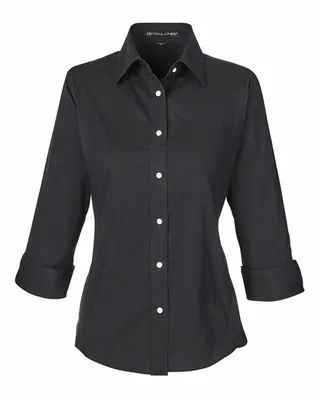 Devon & Jones Ladies' Perfect Fit 3/4-Sleeve Stretch Poplin Blouse - Stealth Promo Co