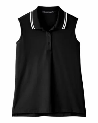 Devon & Jones Ladies' CrownLux Performance Plaited Tipped Sleeveless Polo - Stealth Promo Co