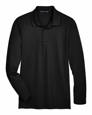 Devon & Jones CrownLux Performance Men's Plaited Long Sleeve Polo - Stealth Promo Co