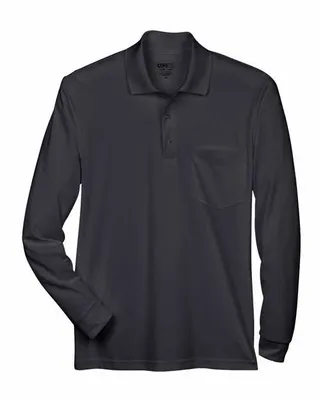 CORE365 Adult Pinnacle Performance Long-Sleeve Piqu Polo with Pocket - Stealth Promo Co
