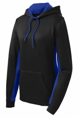 Sport-Tek Women's Sport-Wick Fleece Colorblock Hooded Pullover. LST235 - Stealth Promo Co