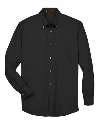 Harriton Men's Tall Easy Blend Long-Sleeve Twill Shirt with Stain-Release - Stealth Promo Co