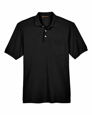Harriton Men's 5.6 oz. Easy Blend Polo withPocket - Stealth Promo Co