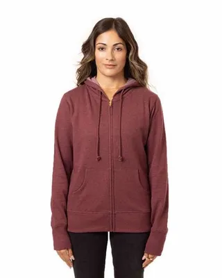 econscious Ladies' Heathered Full-Zip Hooded Sweatshirt - Stealth Promo Co