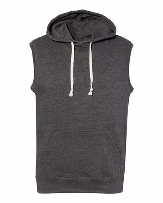 Adult Triblend Fleece Sleeveless Hooded Sweatshirt - Stealth Promo Co