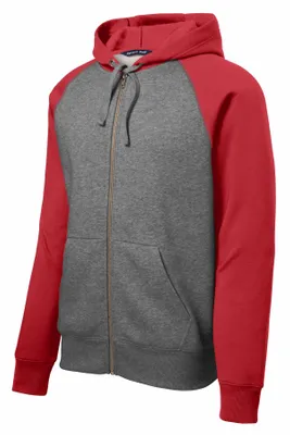Sport-Tek Raglan Colorblock Full-Zip Hooded Fleece Jacket. ST269 - Stealth Promo Co