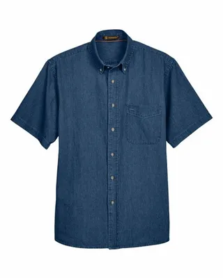 Harriton Men's 6.5 oz. Short-Sleeve Denim Shirt - Stealth Promo Co